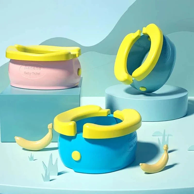Pot bébé pliable de voyage avec poignée de transport.