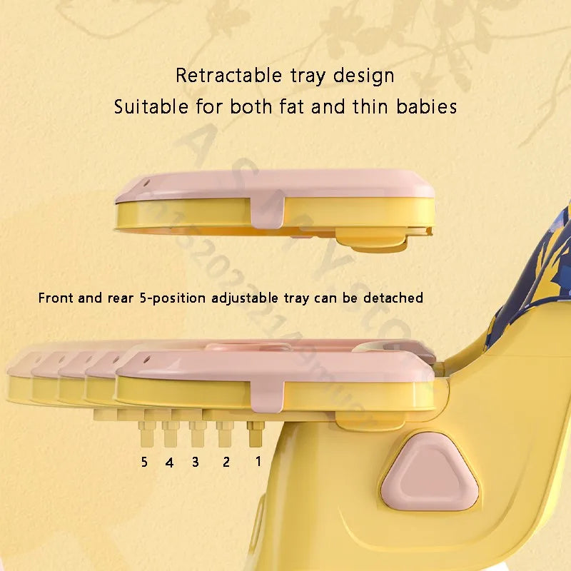 Illustration du réglage en hauteur de la chaise haute bébé