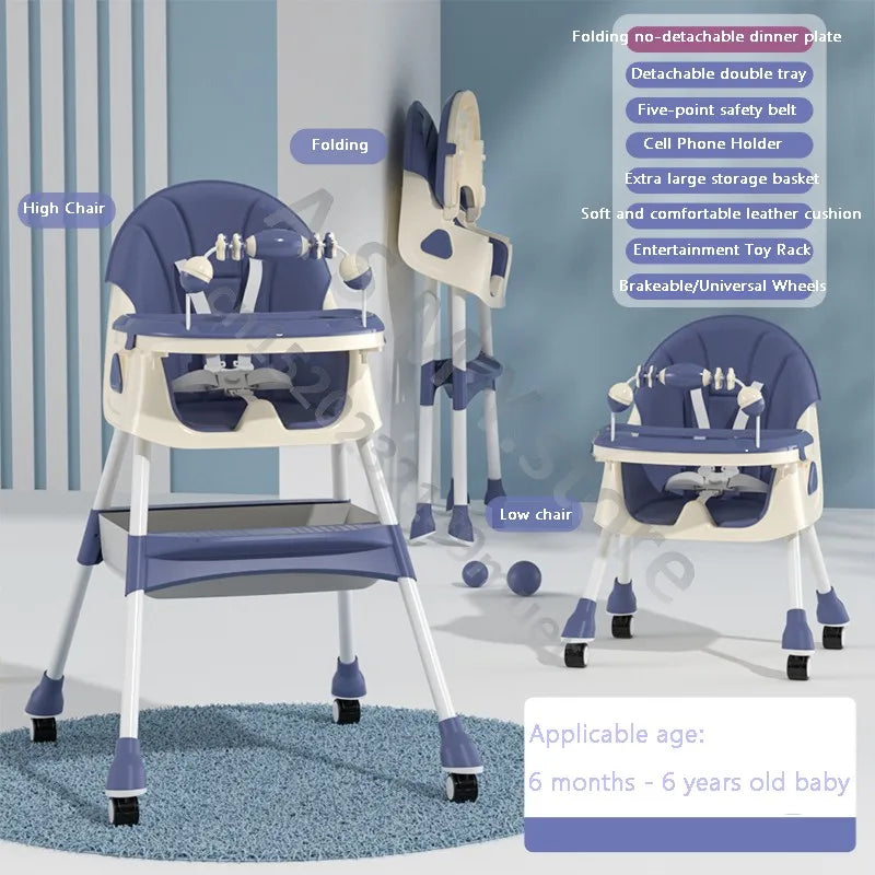 Chaises hautes bébé présentées en plusieurs coloris