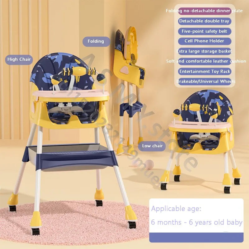 Chaise haute bébé avec tablette, dans un décor intérieur