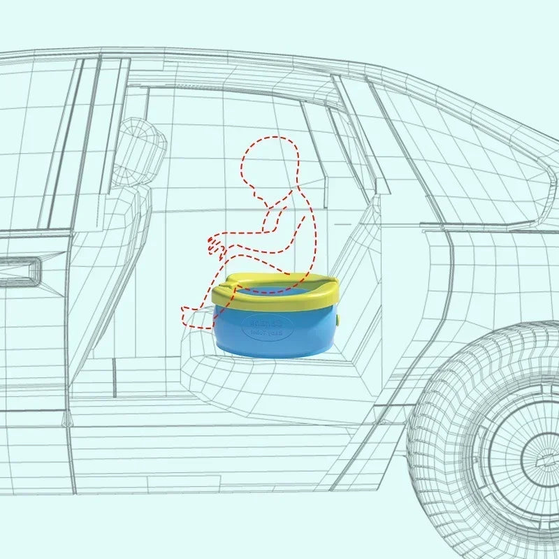 Pot bébé pliable de voyage rangé dans une voiture