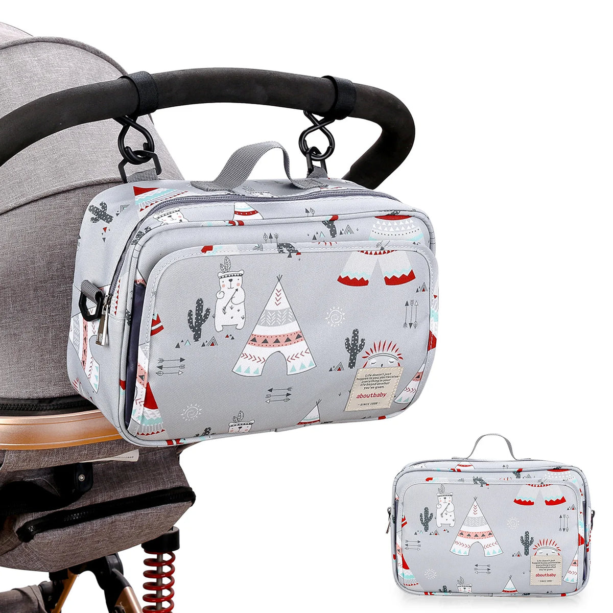 Sac à langer multifonctionnel à motif imprimé, vue de face