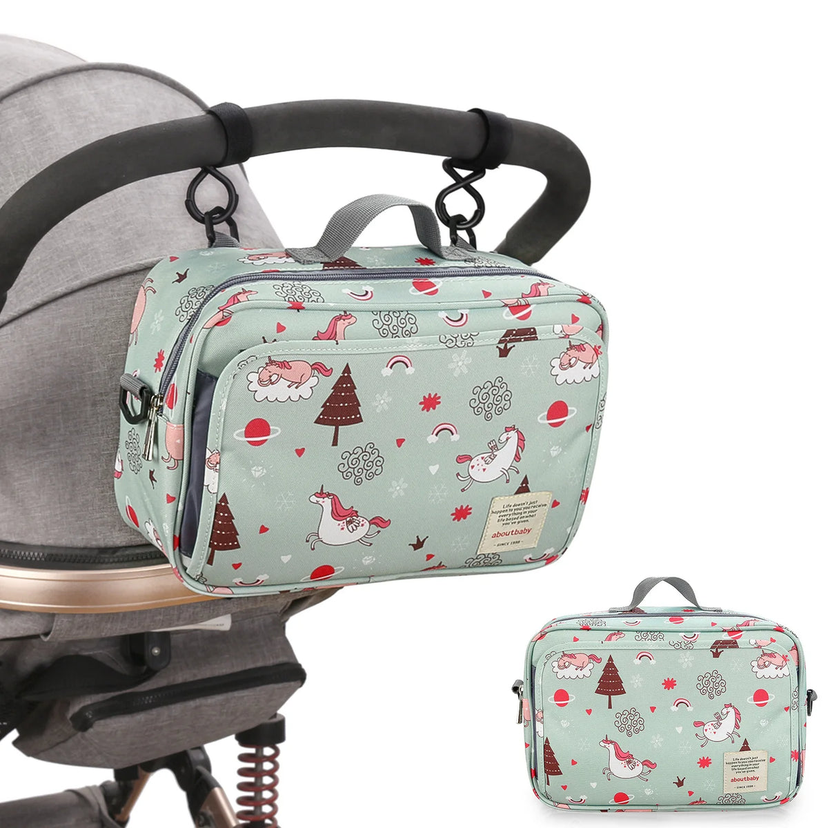 Sac à langer multifonctionnel à motif imprimé, vue de face