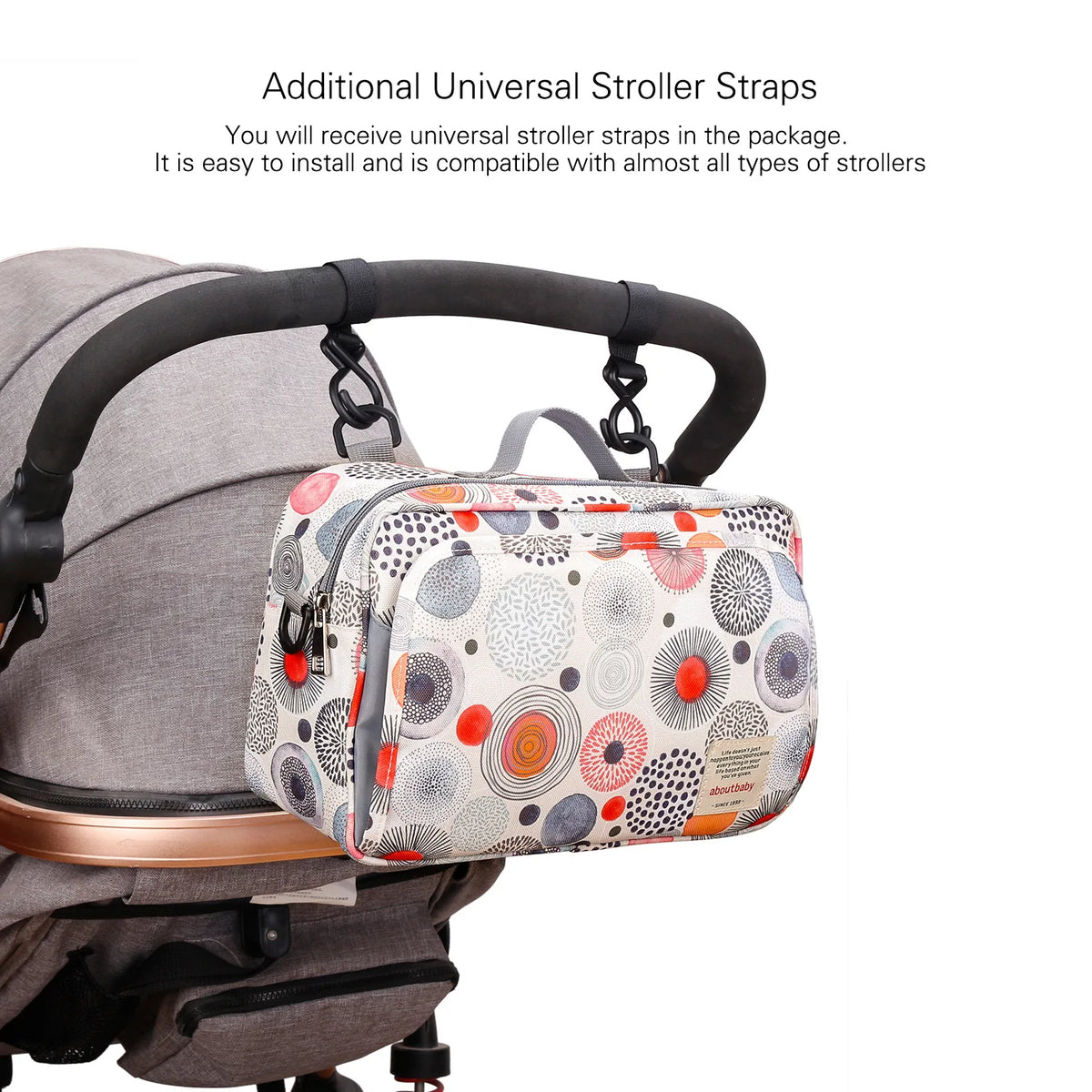 Sac à langer multifonctionnel à motif imprimé, vue de face