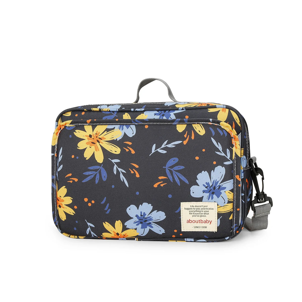 Illustration des compartiments et des différentes vues du sac à langer