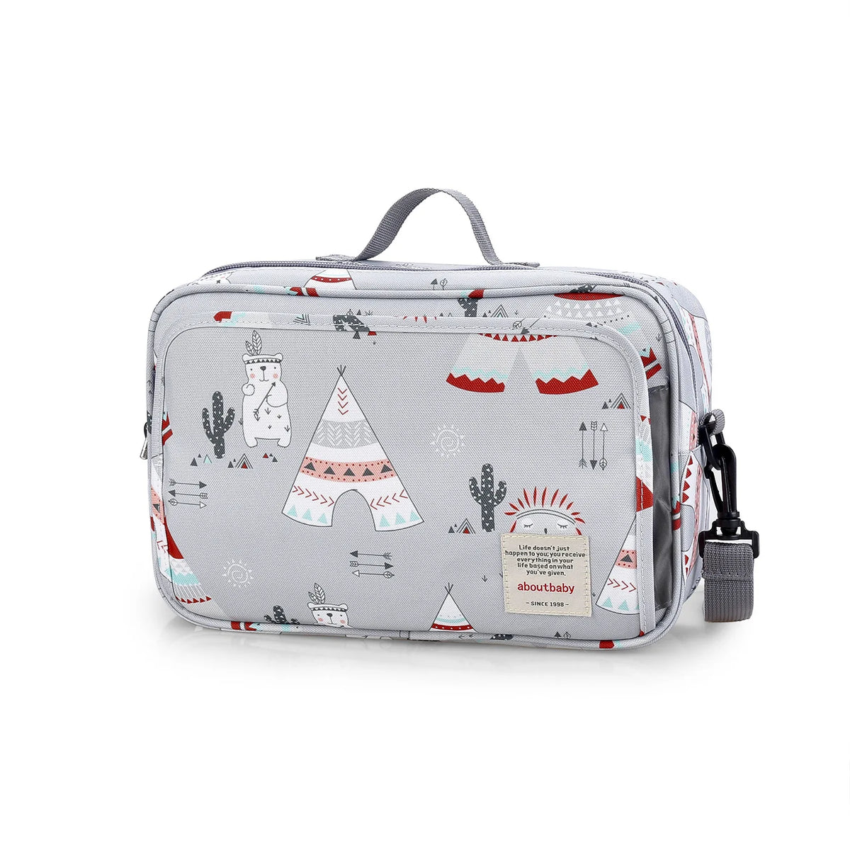 Sac à langer multifonctionnel à motif imprimé, vue de face
