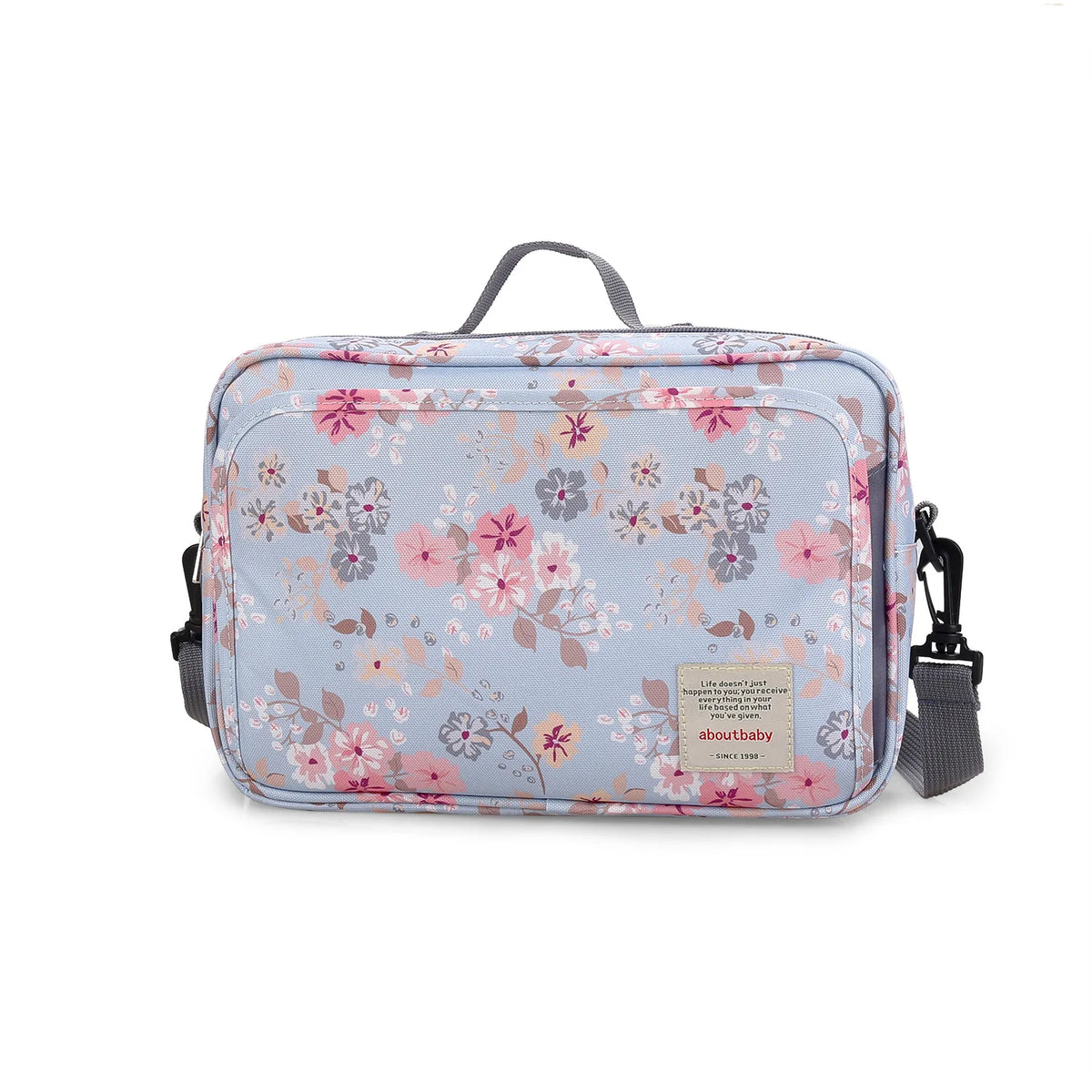 Sac à langer multifonctionnel ouvert, compartiment principal visible